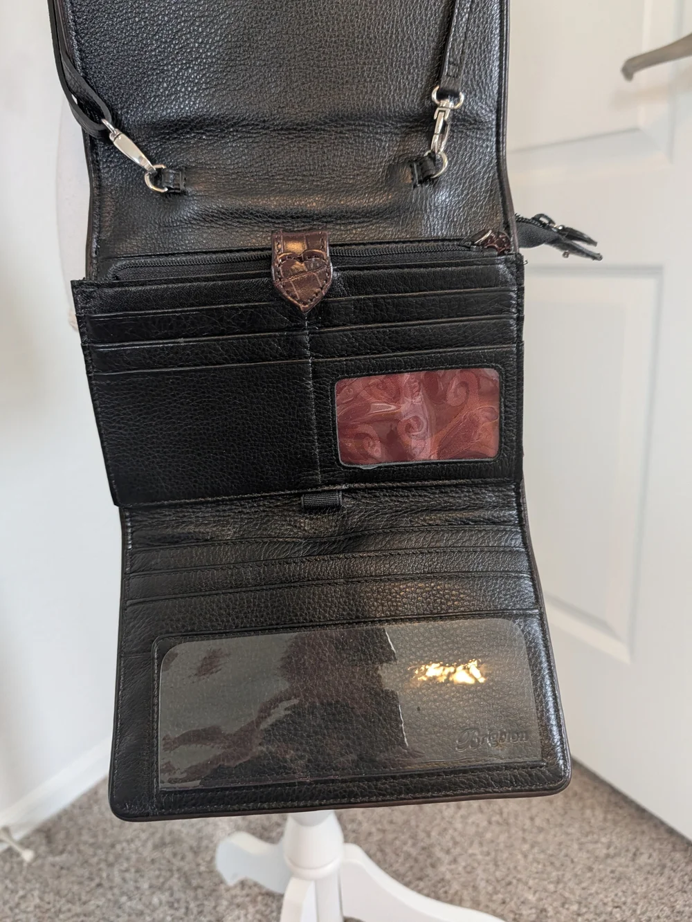 Brighton Black Pebbled Leather Crossbody with Silver Filigree Hardware